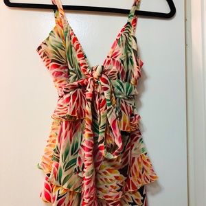 DIANE Von FURSTENBERG FLORAL LAYERED TOP